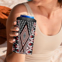 Red Aotearoa Tukutuku and Poutama Motif 4 in 1 Can Cooler Tumbler LT03 - Polynesian Pride