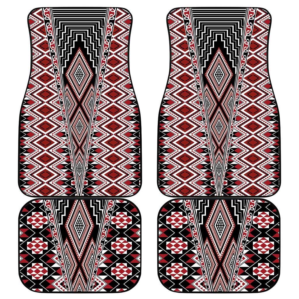 Red Aotearoa Tukutuku and Poutama Motif Car Mats LT03 - Polynesian Pride