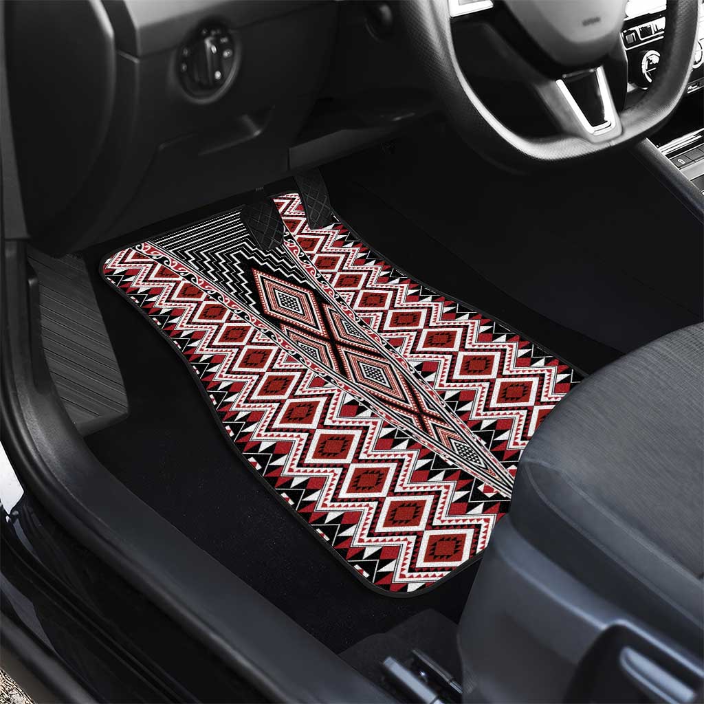 Red Aotearoa Tukutuku and Poutama Motif Car Mats LT03 - Polynesian Pride