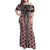 Red Aotearoa Tukutuku and Poutama Motif Family Matching Off Shoulder Maxi Dress and Hawaiian Shirt