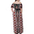 Red Aotearoa Tukutuku and Poutama Motif Family Matching Off Shoulder Maxi Dress and Hawaiian Shirt