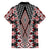 Red Aotearoa Tukutuku and Poutama Motif Family Matching Off Shoulder Short Dress and Hawaiian Shirt