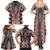 Red Aotearoa Tukutuku and Poutama Motif Family Matching Summer Maxi Dress and Hawaiian Shirt