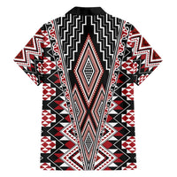 Red Aotearoa Tukutuku and Poutama Motif Family Matching Summer Maxi Dress and Hawaiian Shirt
