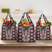 Red Aotearoa Tukutuku and Poutama Motif Grocery Bag LT03 3-pack One Size Red - Polynesian Pride