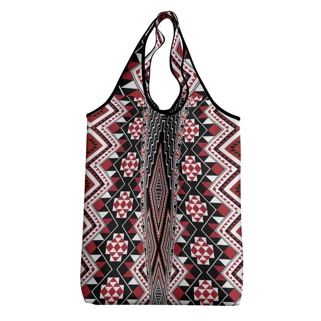 Red Aotearoa Tukutuku and Poutama Motif Grocery Bag LT03 - Polynesian Pride