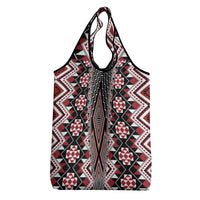 Red Aotearoa Tukutuku and Poutama Motif Grocery Bag LT03 - Polynesian Pride