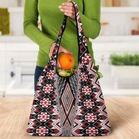Red Aotearoa Tukutuku and Poutama Motif Grocery Bag LT03 - Polynesian Pride