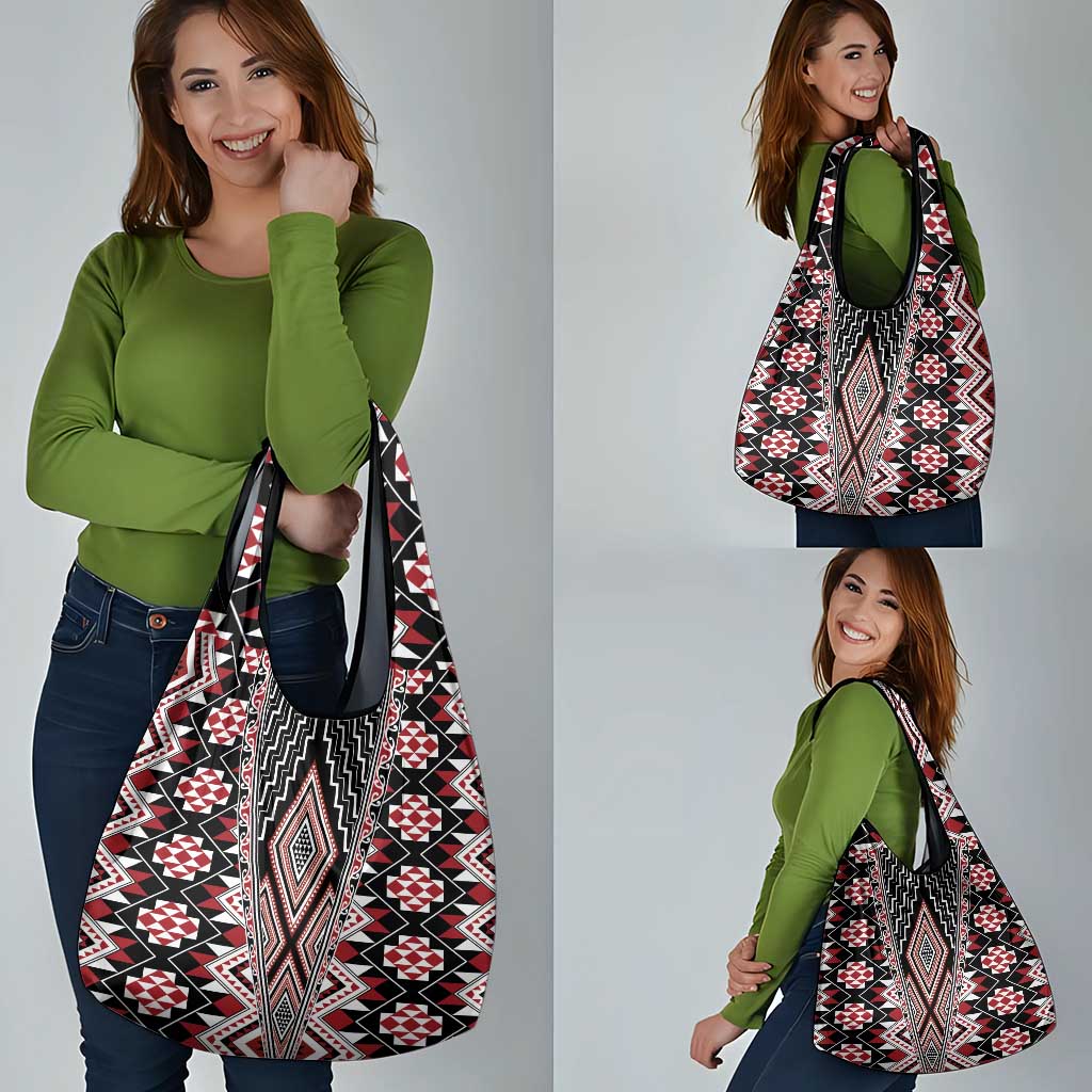 Red Aotearoa Tukutuku and Poutama Motif Grocery Bag LT03 - Polynesian Pride