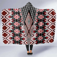 Red Aotearoa Tukutuku and Poutama Motif Hooded Blanket LT03 One Size Red - Polynesian Pride