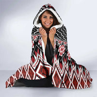 Red Aotearoa Tukutuku and Poutama Motif Hooded Blanket LT03 - Polynesian Pride