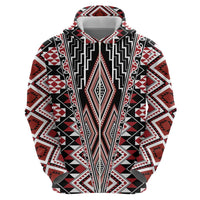 Red Aotearoa Tukutuku and Poutama Motif Hoodie