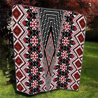 Red Aotearoa Tukutuku and Poutama Motif Quilt