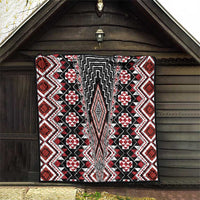 Red Aotearoa Tukutuku and Poutama Motif Quilt