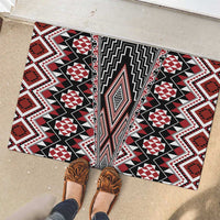 Red Aotearoa Tukutuku and Poutama Motif Rubber Doormat LT03 - Polynesian Pride