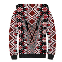 Red Aotearoa Tukutuku and Poutama Motif Sherpa Hoodie LT03 - Polynesian Pride