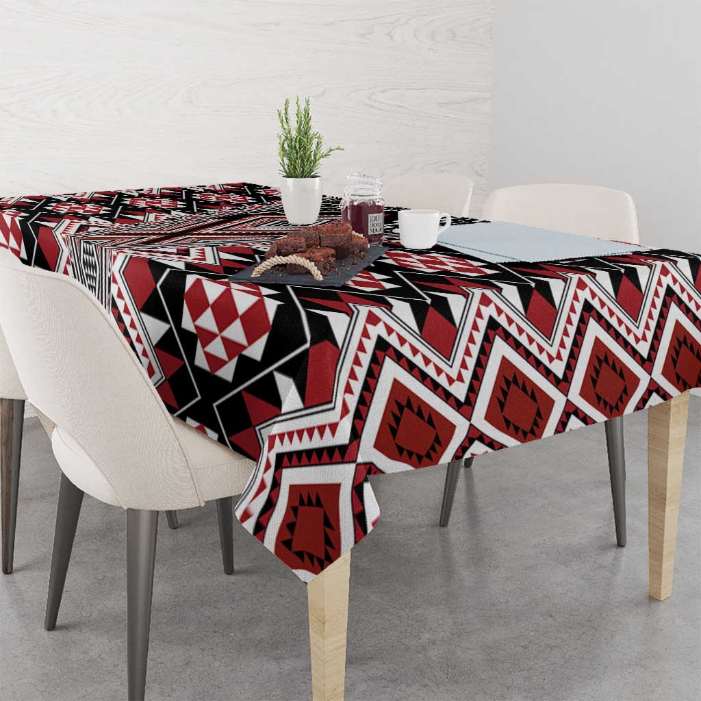 Red Aotearoa Tukutuku and Poutama Motif Tablecloth LT03 - Polynesian Pride