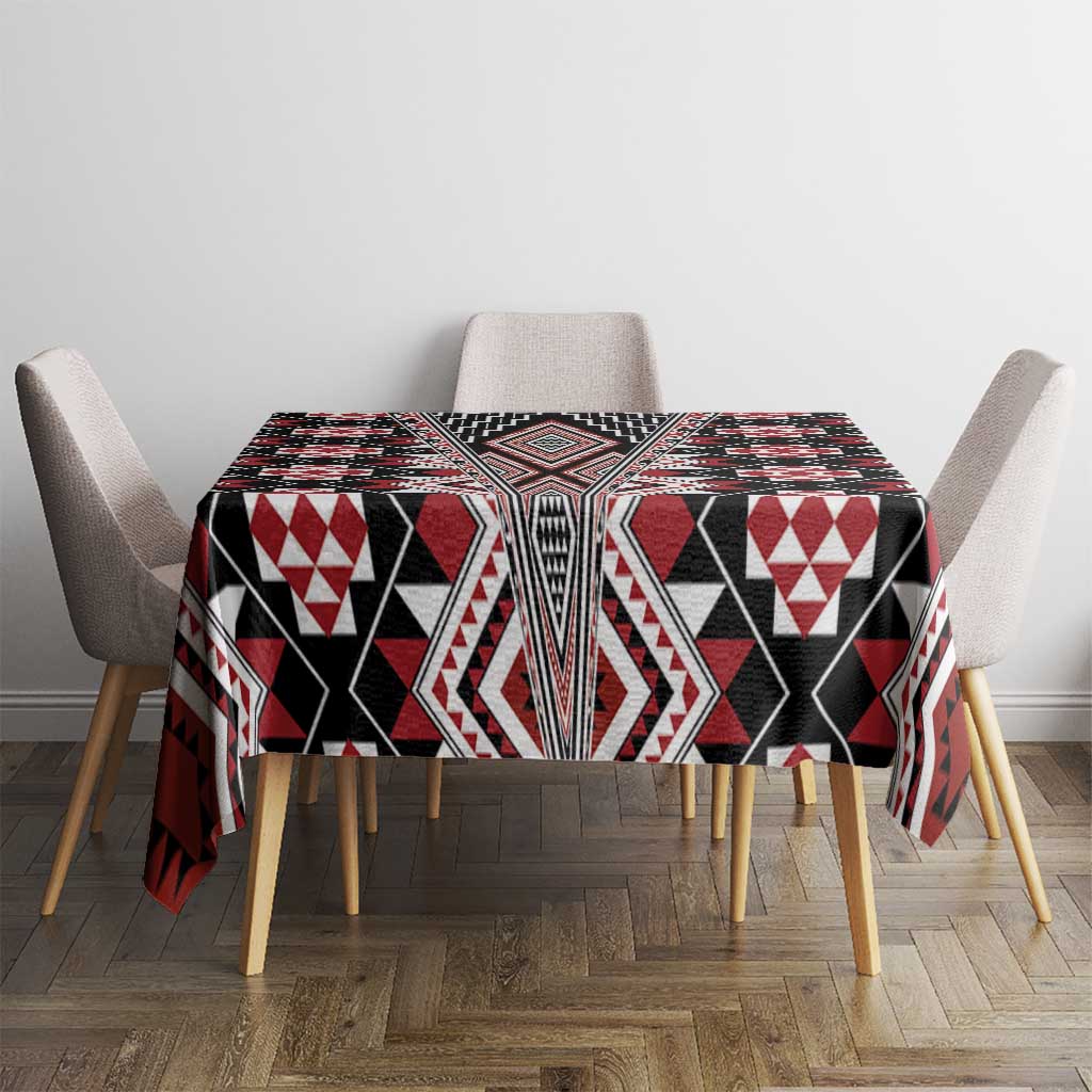 Red Aotearoa Tukutuku and Poutama Motif Tablecloth LT03 - Polynesian Pride