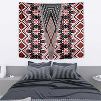 Red Aotearoa Tukutuku and Poutama Motif Tapestry