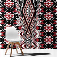 Red Aotearoa Tukutuku and Poutama Motif Window Curtain LT03 - Polynesian Pride
