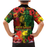 Hawaiian Reggae Family Matching Mermaid Dress and Hawaiian Shirt Tropical Plants and Tribal Kakau Tattoo-One Love Jawaiian