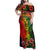 Hawaiian Reggae Family Matching Off Shoulder Maxi Dress and Hawaiian Shirt Tropical Plants and Tribal Kakau Tattoo-One Love Jawaiian