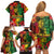 Hawaiian Reggae Family Matching Off Shoulder Short Dress and Hawaiian Shirt Tropical Plants and Tribal Kakau Tattoo-One Love Jawaiian