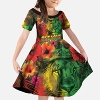 Hawaiian Reggae Family Matching Tank Maxi Dress and Hawaiian Shirt Tropical Plants and Tribal Kakau Tattoo-One Love Jawaiian