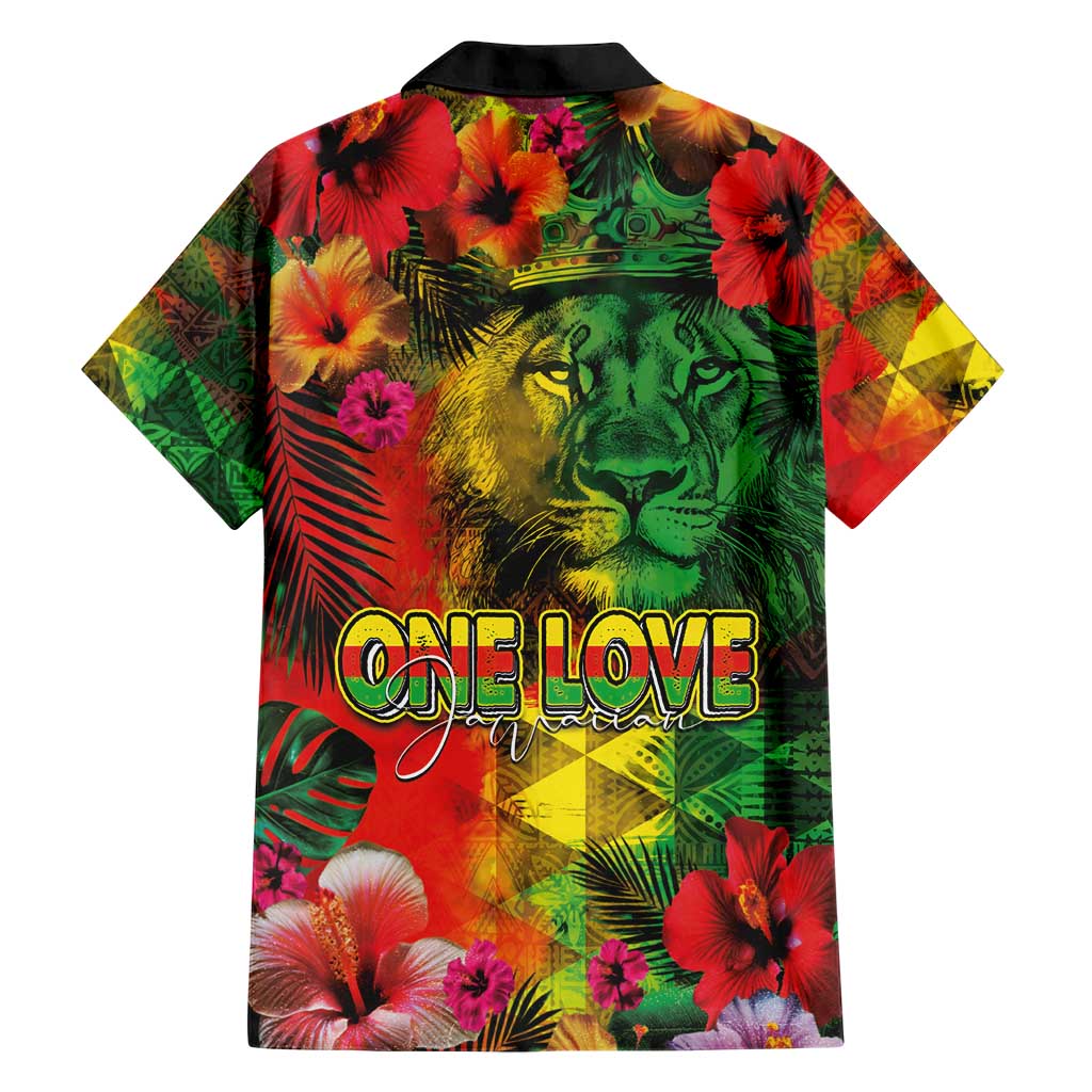 Hawaiian Reggae Hawaiian Shirt Tropical Plants and Tribal Kakau Tattoo-One Love Jawaiian