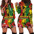 Hawaiian Reggae Hoodie Dress Tropical Plants and Tribal Kakau Tattoo-One Love Jawaiian