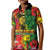 Hawaiian Reggae Kid Polo Shirt Tropical Plants and Tribal Kakau Tattoo-One Love Jawaiian