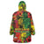 Hawaiian Reggae Wearable Blanket Hoodie Tropical Plants and Tribal Kakau Tattoo-One Love Jawaiian