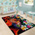 Hawaiian Lei Day Area Rug Colorful Plumeria and Volcanic Turtle with Abstract Lava Texture