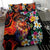 Hawaiian Lei Day Bedding Set Colorful Plumeria and Volcanic Turtle with Abstract Lava Texture