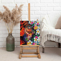Hawaiian Lei Day Canvas Wall Art Colorful Plumeria and Volcanic Turtle with Abstract Lava Texture LT03 - Polynesian Pride