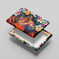 Hawaiian Lei Day Canvas Wall Art Colorful Plumeria and Volcanic Turtle with Abstract Lava Texture LT03 - Polynesian Pride