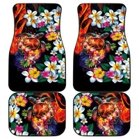 Hawaiian Lei Day Car Mats Colorful Plumeria and Volcanic Turtle with Abstract Lava Texture