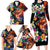 Hawaiian Lei Day Family Matching Long Sleeve Bodycon Dress and Hawaiian Shirt Colorful Plumeria and Volcanic Turtle with Abstract Lava Texture