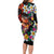 Hawaiian Lei Day Family Matching Long Sleeve Bodycon Dress and Hawaiian Shirt Colorful Plumeria and Volcanic Turtle with Abstract Lava Texture