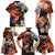 Hawaiian Lei Day Family Matching Mermaid Dress and Hawaiian Shirt Colorful Plumeria and Volcanic Turtle with Abstract Lava Texture