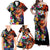 Hawaiian Lei Day Family Matching Off Shoulder Maxi Dress and Hawaiian Shirt Colorful Plumeria and Volcanic Turtle with Abstract Lava Texture