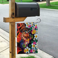 Hawaiian Lei Day Garden Flag Colorful Plumeria and Volcanic Turtle with Abstract Lava Texture LT03 - Polynesian Pride