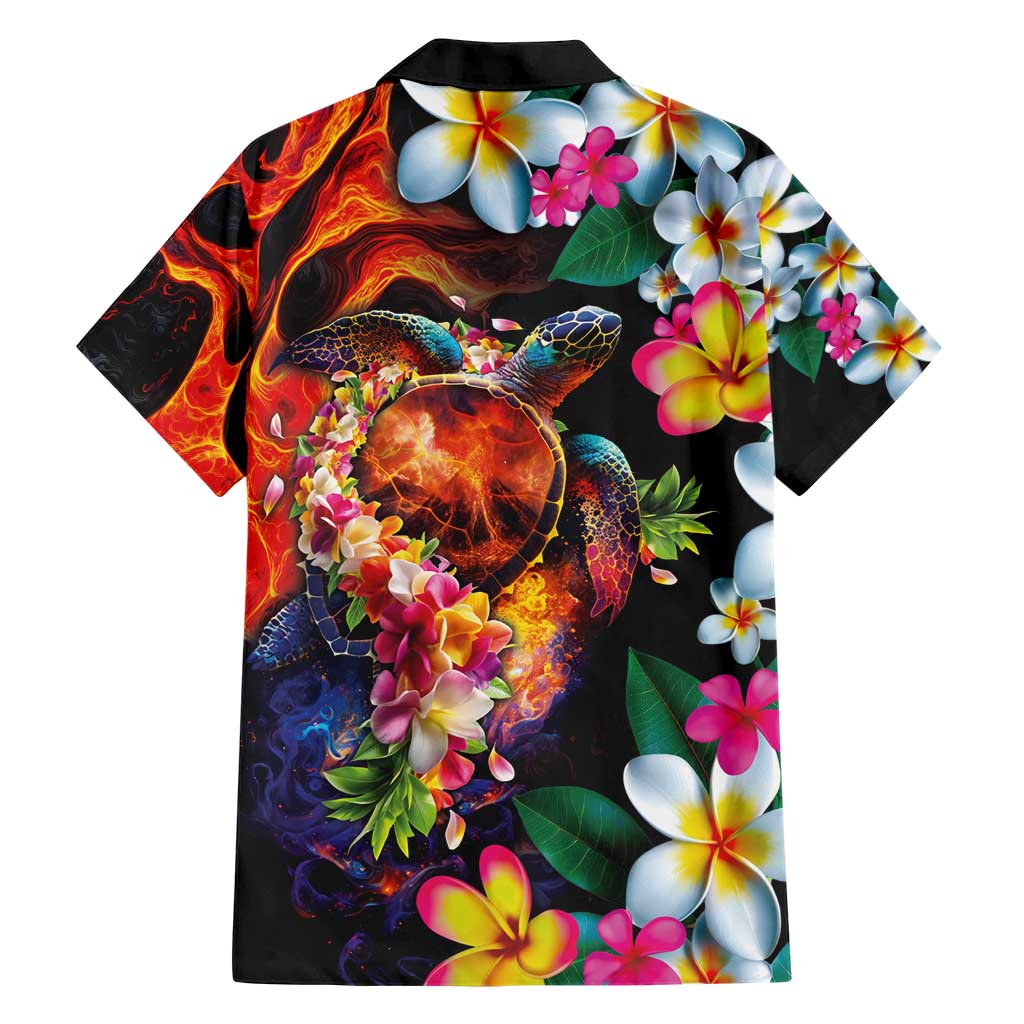 Hawaiian Lei Day Hawaiian Shirt Colorful Plumeria and Volcanic Turtle with Abstract Lava Texture LT03 - Polynesian Pride