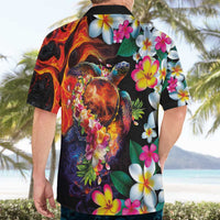 Hawaiian Lei Day Hawaiian Shirt Colorful Plumeria and Volcanic Turtle with Abstract Lava Texture LT03 - Polynesian Pride