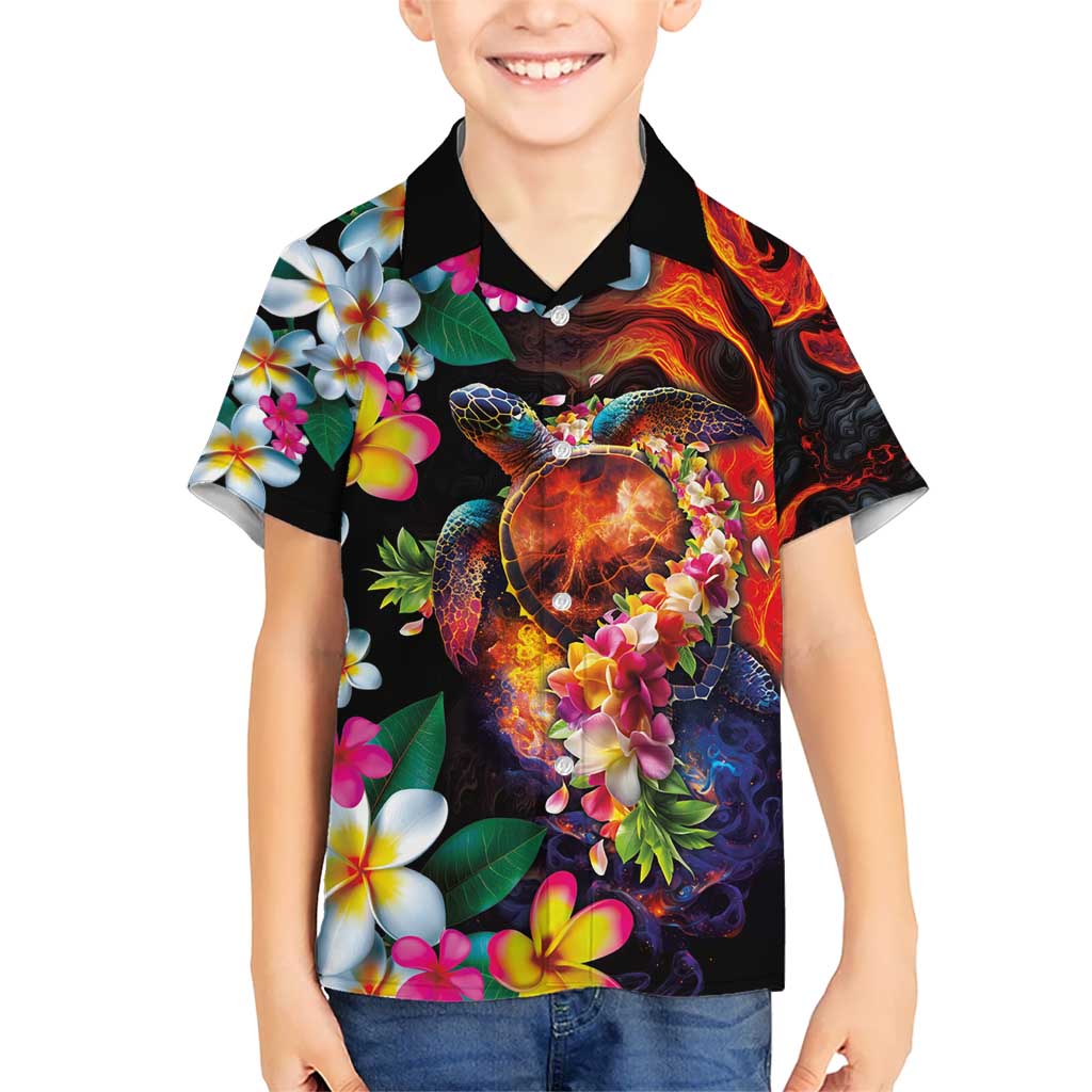 Hawaiian Lei Day Hawaiian Shirt Colorful Plumeria and Volcanic Turtle with Abstract Lava Texture LT03 - Polynesian Pride
