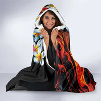 Hawaiian Lei Day Hooded Blanket Colorful Plumeria and Volcanic Turtle with Abstract Lava Texture LT03 - Polynesian Pride