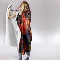 Hawaiian Lei Day Hooded Blanket Colorful Plumeria and Volcanic Turtle with Abstract Lava Texture LT03 - Polynesian Pride