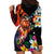 Hawaiian Lei Day Hoodie Dress Colorful Plumeria and Volcanic Turtle with Abstract Lava Texture