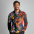 Hawaiian Lei Day Long Sleeve Polo Shirt Colorful Plumeria and Volcanic Turtle with Abstract Lava Texture