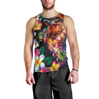 Hawaiian Lei Day Men Tank Top Colorful Plumeria and Volcanic Turtle with Abstract Lava Texture LT03 - Polynesian Pride